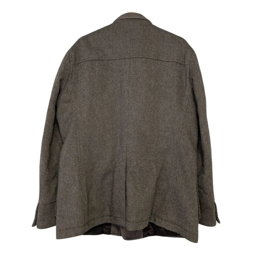 Hugo Boss Mens 44R Colbert Wool Blend Field Jacket Grey Tweed Epaulets - Picture 2 of 13